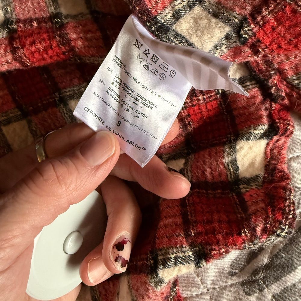 Off-White Wool Red and Black Button Up - Picture 4 of 4